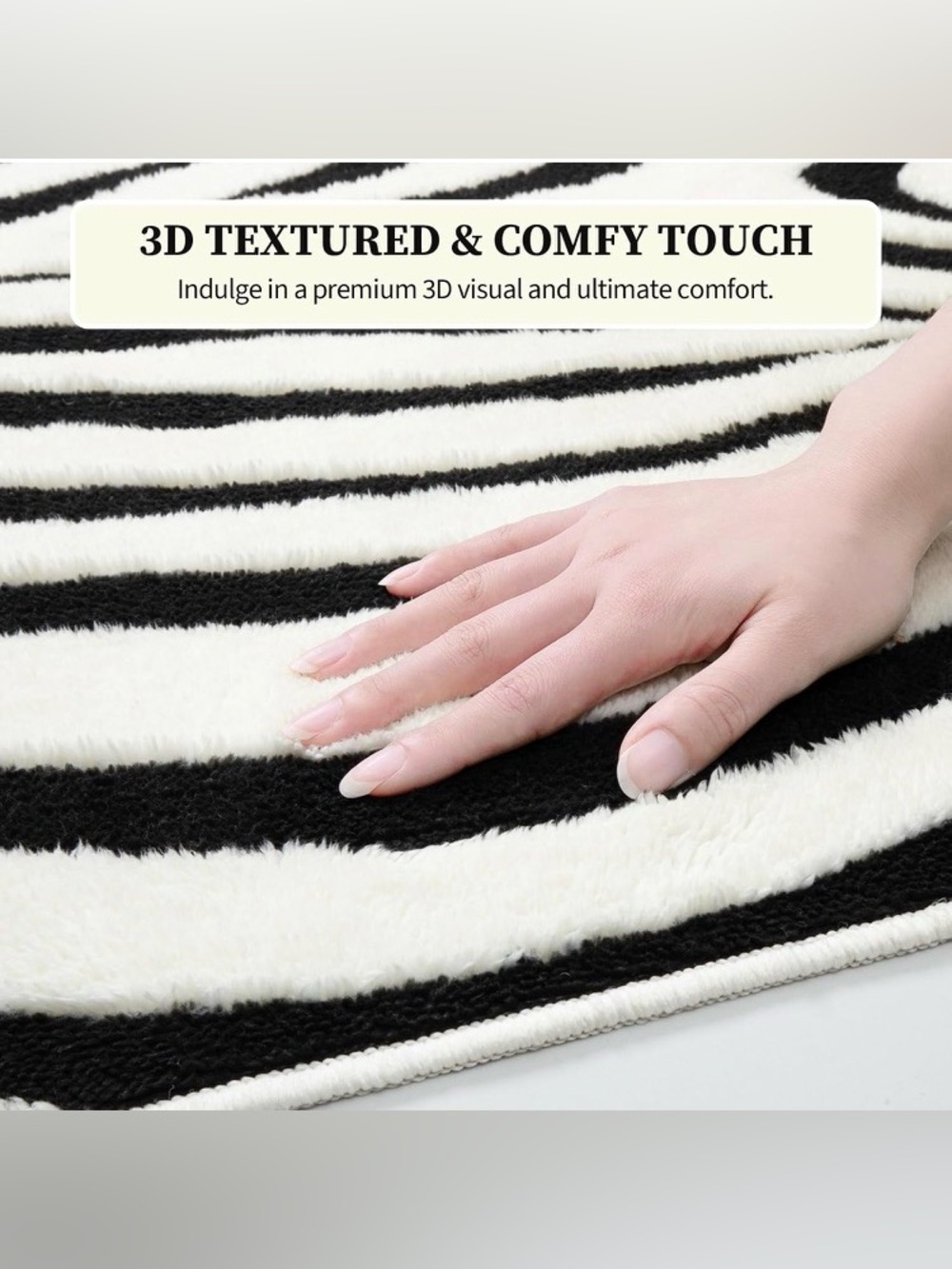 Zebra Print Entryway Rug - Black and White - Picture 5 of 7